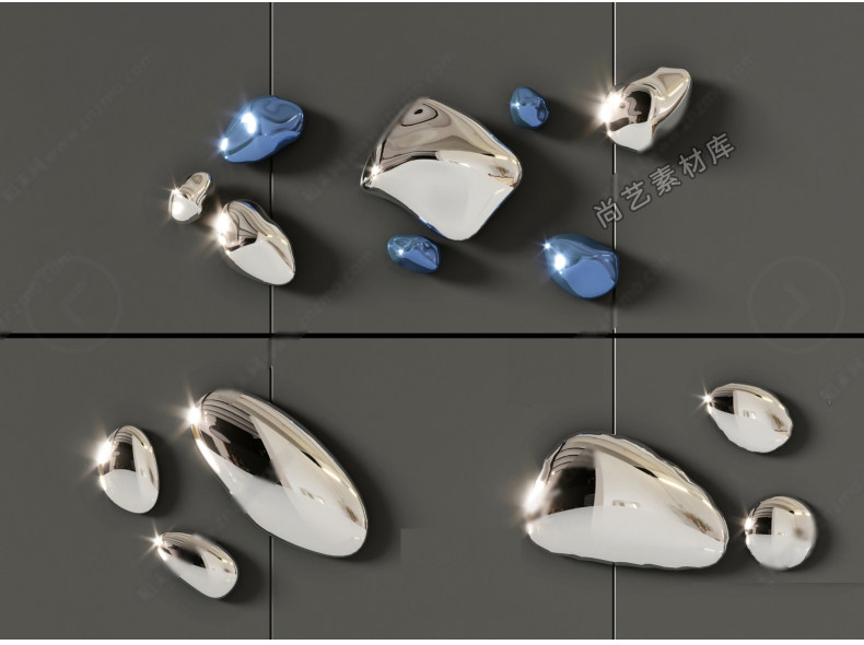 草图大师新中式现代轻奢简约风格壁挂墙饰挂件装饰立体墙绘SU模型-cg男孩