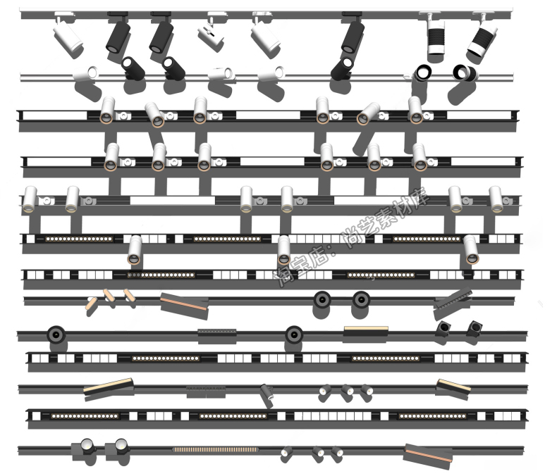 图片[3]-SU筒灯射灯轨道线条磁吸坎内嵌灯条双头舞台展示草图大师SU模型-cg男孩