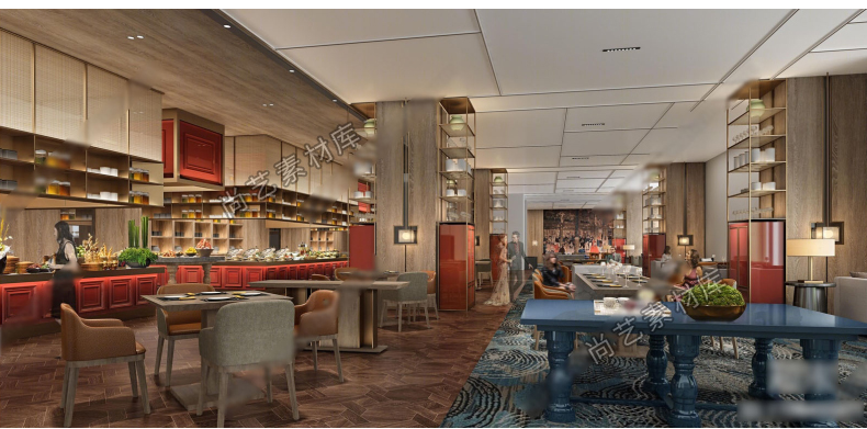 图片[12]-草图大师现代自助餐厅SU模型酒店自助西餐厅员工食堂自助餐台SU模-cg男孩