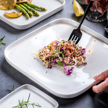 New product simple four-party creative pure white custom western cuisine plate