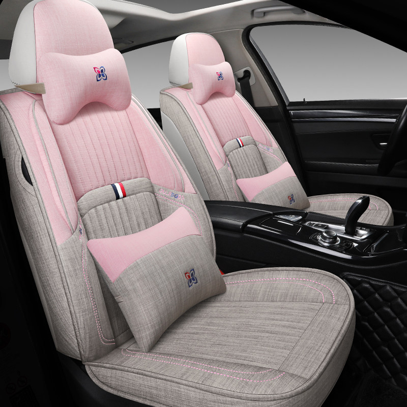 2020 New Car Cushions All Season Universal Woman Cute Linen Car Seat Cushion All Surround Car Cushion Cover