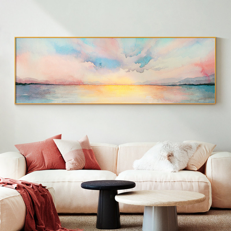 Wall frogs bedroom bedside decoration painting Nordic ins transverse version of large hanging painting modern minimalist living room background wall fresco-Taobao