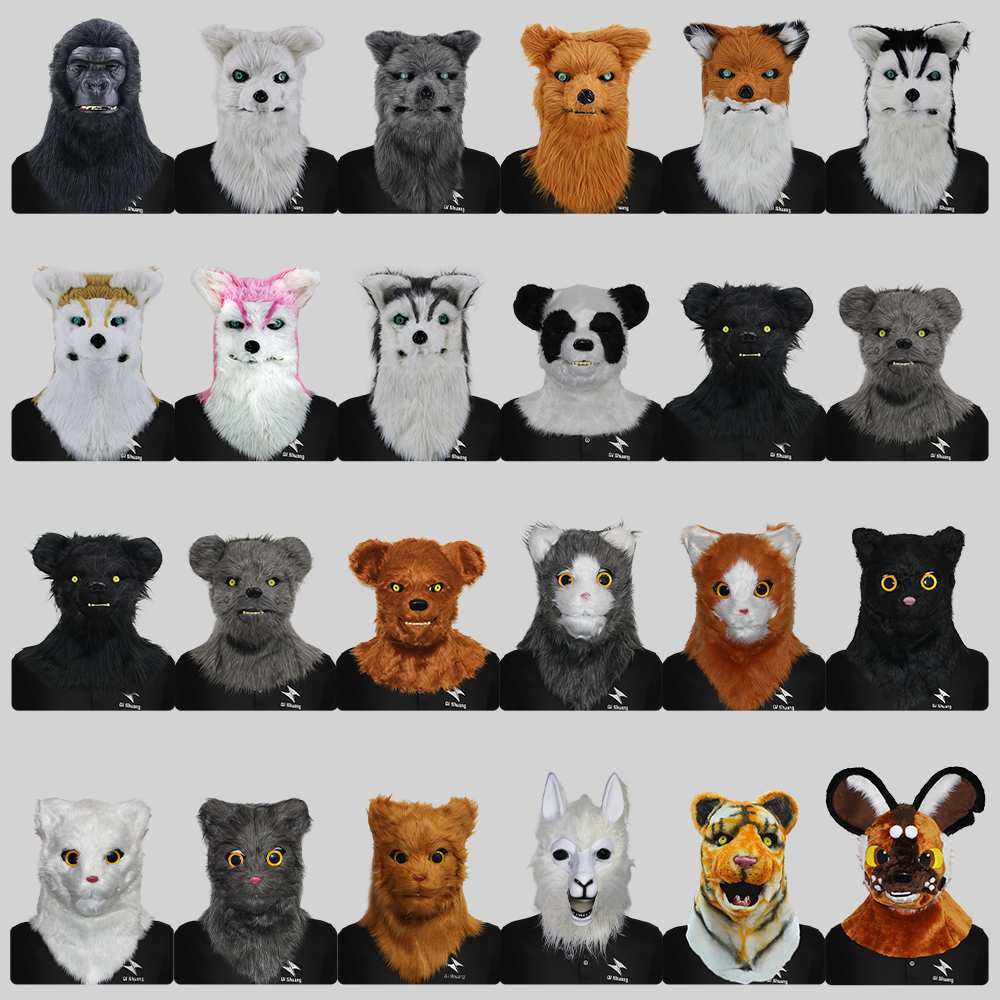 口が開けられる面白い動物のヘッドギアシリーズ、仮面舞踏会の口噛みマスク、ハロウィンパーティーのパフォーマンス小道具