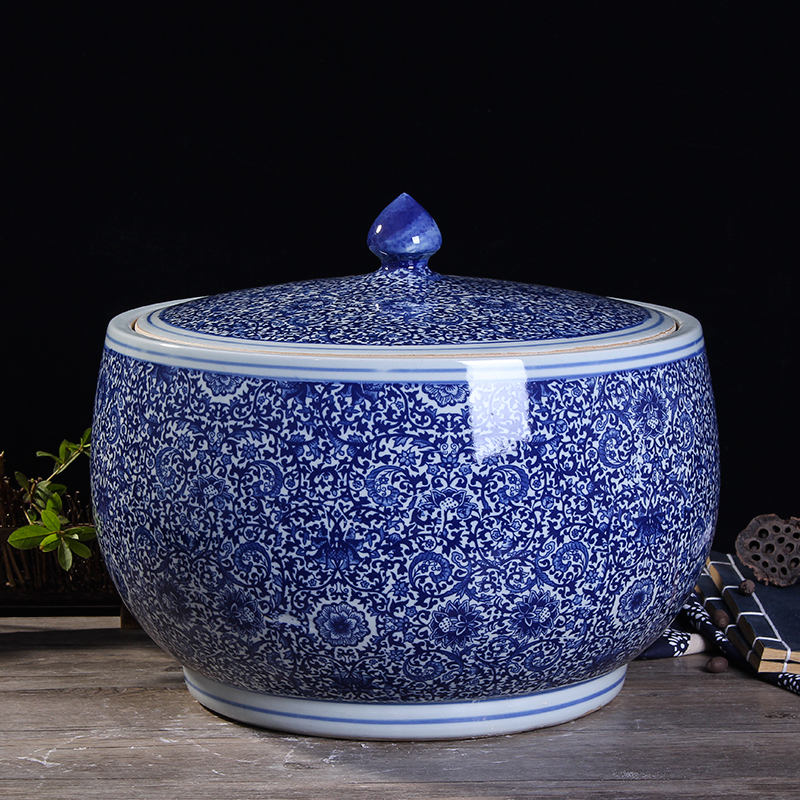 Jingdezhen ceramics 20 kg 40 kg insect-proof storage rice cylinder rice bucket Oil cylinder Pickled vegetable pickled meat cylinder Water jar water tank wine jar