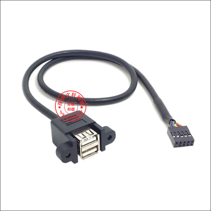 Motherboard 9-pin to USB2 0 double-female port transfer wiring with screw holes 9Pin to USB double-hole cable can be fixed