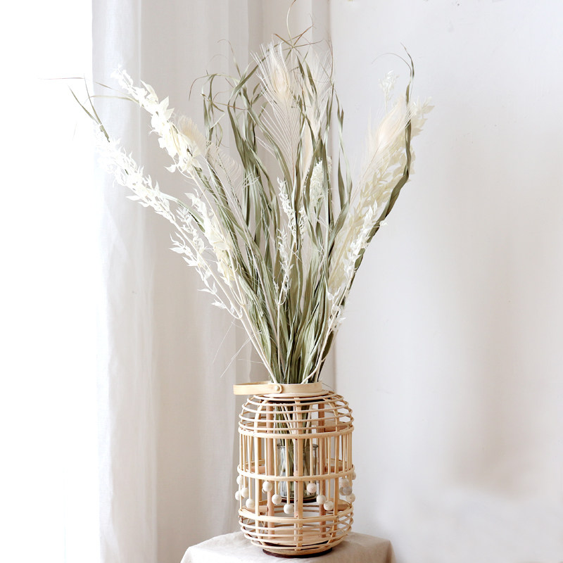 WULIHOME Freshwater Riverside White Dry Flower Landing Vase Bamboo Choreoi Lanterns Living-room Shop Window Decoration