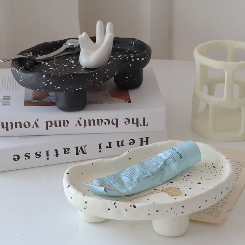 WULIHOME Korean wind high foot Trays Jewellery Containing scented incense placing living-room Soft decoration Decorative Photo props