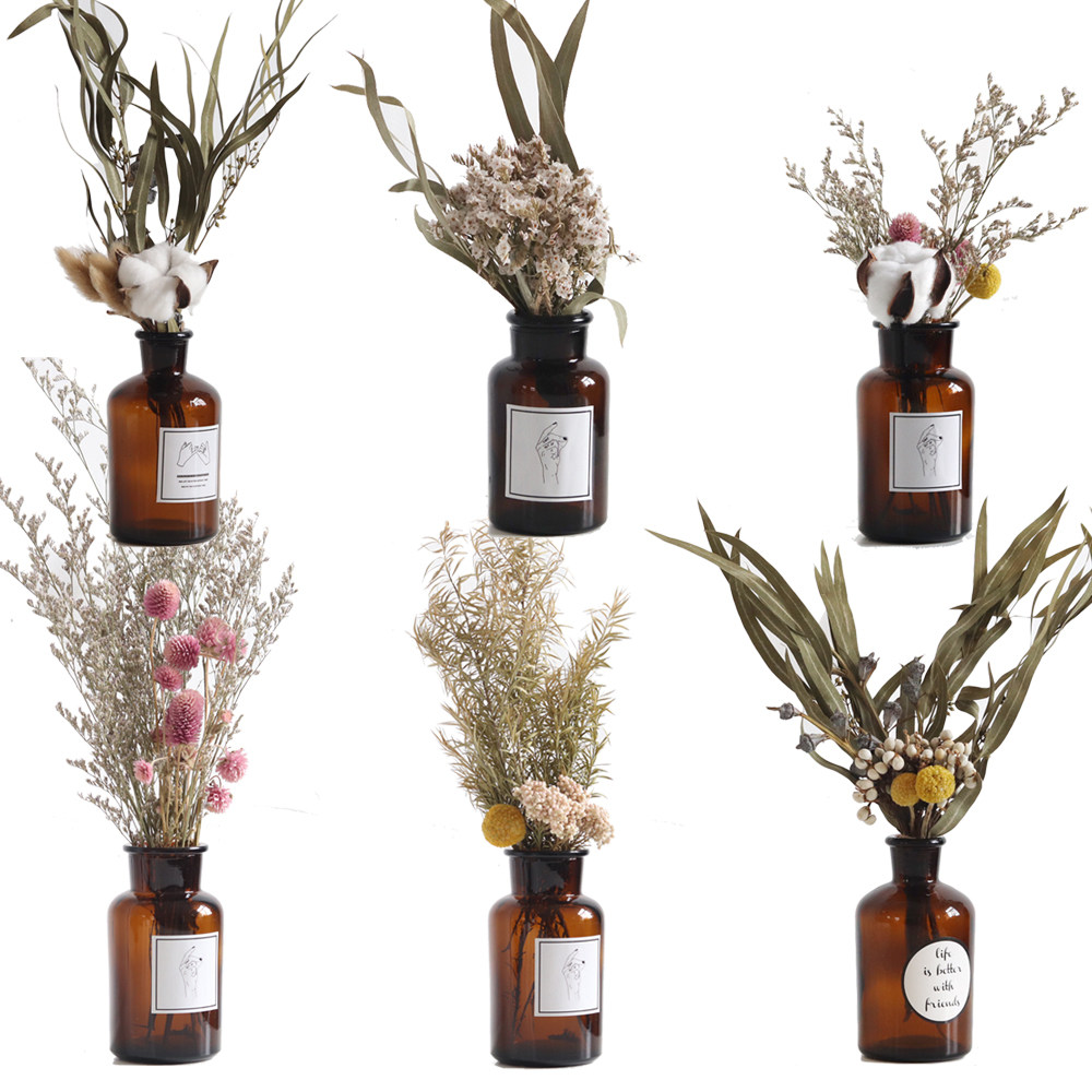 Yongsheng Yugali leaf cotton small white fruit dried flower bouquet of flowers with home pendulum decoration Diy flower arrangement decoration photo props