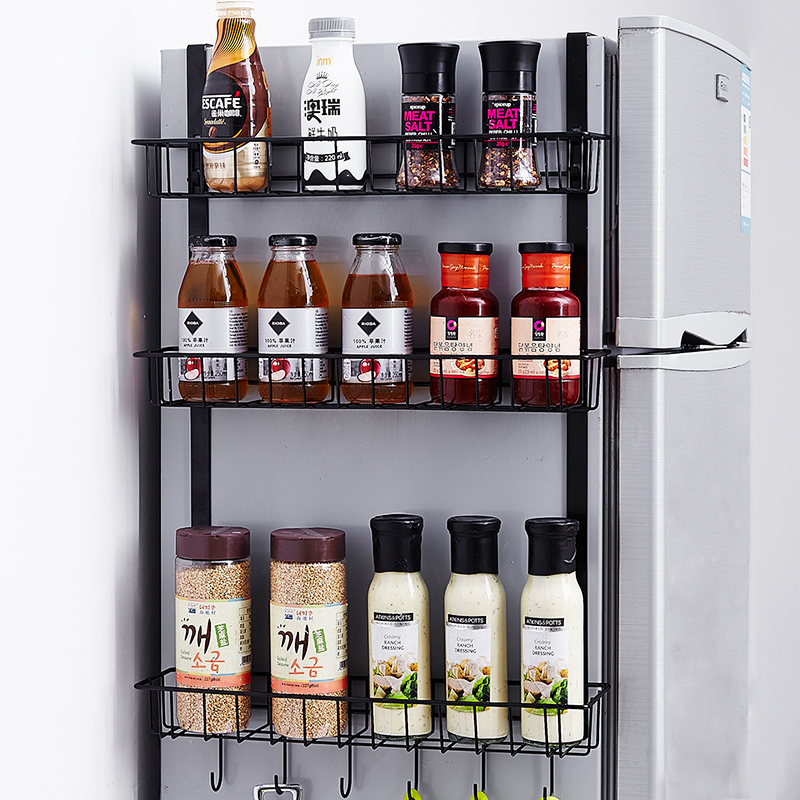 Day Department 304 Stainless Steel Fridge Rack Side Wall Wall-mounted Black Kitchen Shelve shelf Shelves Fridge Sauce rack
