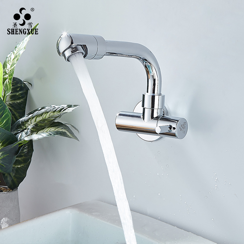 Lengthened into wall type single cold tap balcony laundry mop pool tap anti-splash head long mouth rotatable household