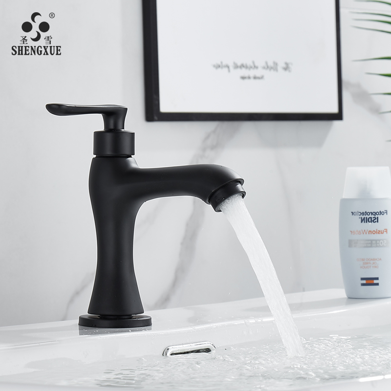 Holy Snow Black Single Cold Noodle Basin Tap Bathroom full copper European-style retro washbasin washbasin faucet-Taobao