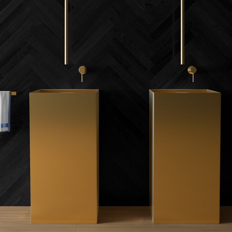 Golden stainless steel column washbasin hotel bed and breakfast hand wash column basin bar one-piece basin creative