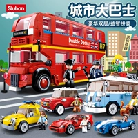 Lego, ретро автобус, конструктор, интеллектуальная игрушка для мальчиков, транспорт