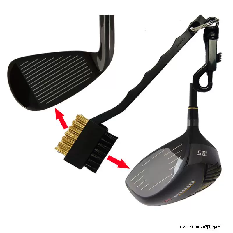 Câu lạc bộ golf bàn chải tóc đồng PP tóc nhựa dài xử lý sắt gỗ grip hai mặt làm sạch bàn chải sản phẩm cá nhân