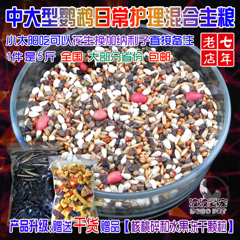 Medium and large small sun golden sun monk Alex grey parrot feed eclectic sunflower bird food 5 catties