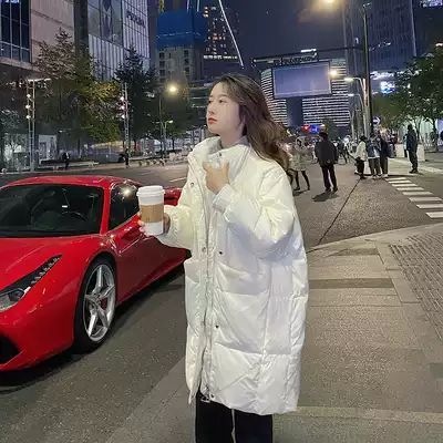 Fei light down jacket female 2021 new medium and long version over the knee loose large size Korean fashion foreign style white