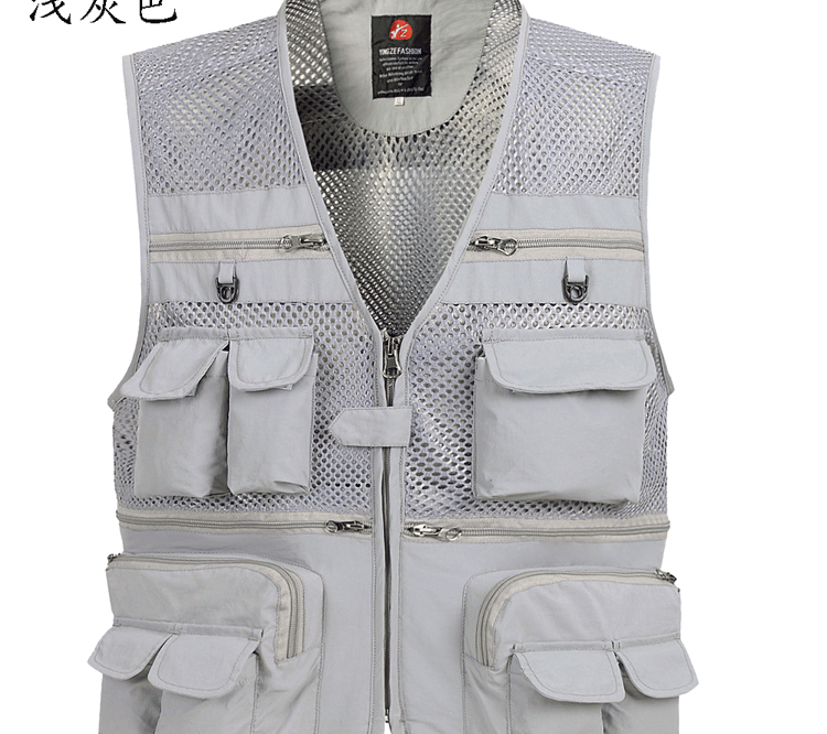 Mùa hè mỏng phần lưới vest nam khô nhanh giản dị nhiều túi nam nhiếp ảnh vest vest vest cộng với phân bón để tăng - Dệt kim Vest vest công sở nam