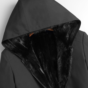 新款派克服男士水貂毛皮毛一体内胆真皮草尼克大衣中年保暖冬外套