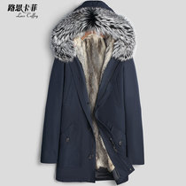 Off-code clearance Parker clothing fur Fox fur collar coat Mens leather leather fur one-piece fur in the long winter