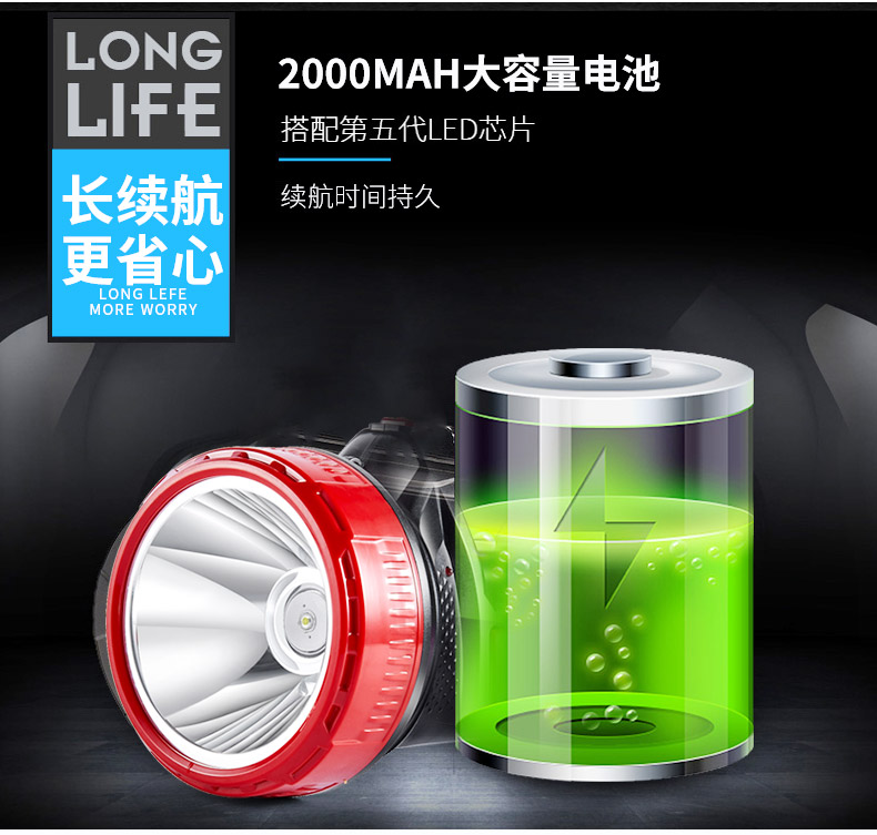 Kang Mingqiang đèn pin sạc ngoài trời không thấm nước siêu sáng Đa chức năng LED tìm kiếm ánh sáng đèn nhà di động đèn pin công suất lớn