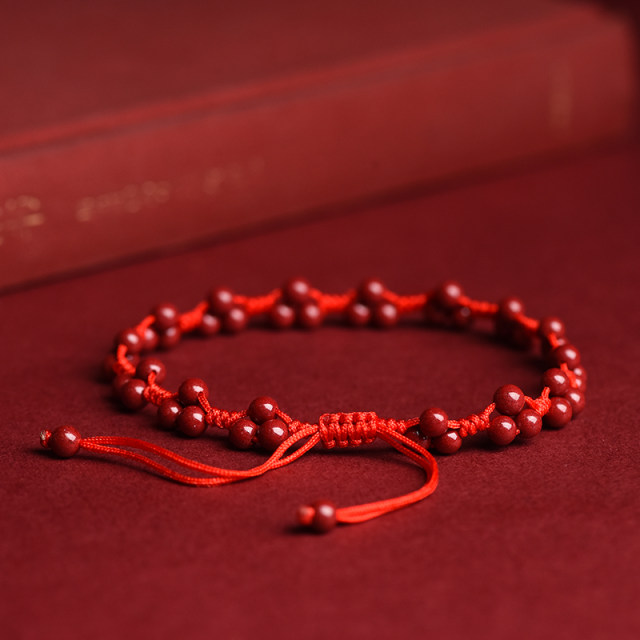 ທໍາມະຊາດ cinnabar ໂອນ beads ເຊືອກສີແດງ braided anklet ສັດປີງ່າຍດາຍ ladies ໂຊກດີທີ່ປັບໄດ້ summer anklet ຂອງຂວັນ