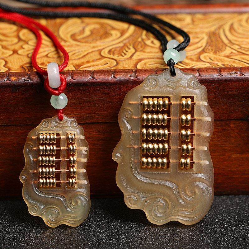 Year of the Rat Year of the Goat Horn Abacus Peace Pendant Necklace Men's and women's baby bed pendant Peace Sweater Chain accessories