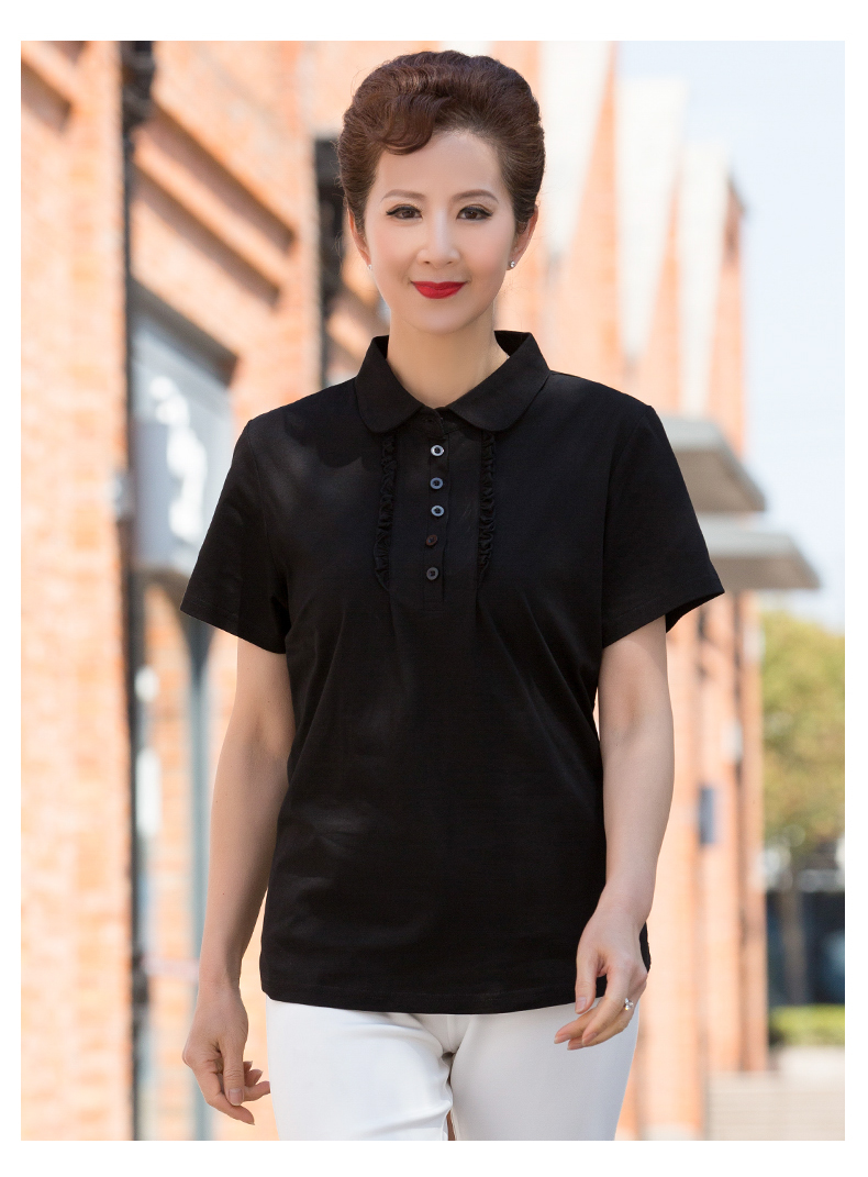 Phụ nữ trung niên 2019 mẹ mới ngắn tay trung niên nữ mùa hè 40 tuổi Áo phông 50 tuổi nước ngoài áo thun cotton - Quần áo của mẹ áo trung niên