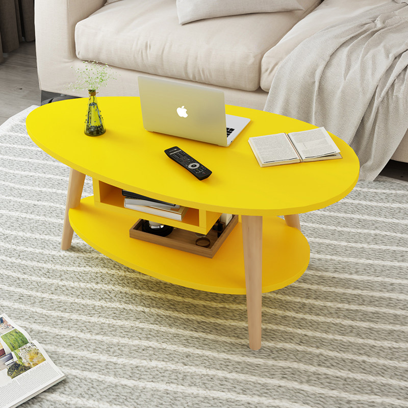 Nordic modern simple coffee table combination Creative small apartment living room household round solid wood leg simple small table