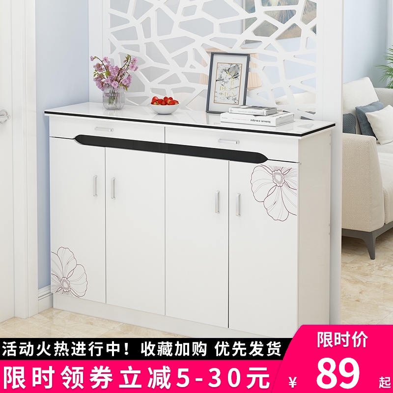 Entrance Simple modern wood economy imitation solid wood shoe rack Shoe cabinet Household door large capacity storage storage