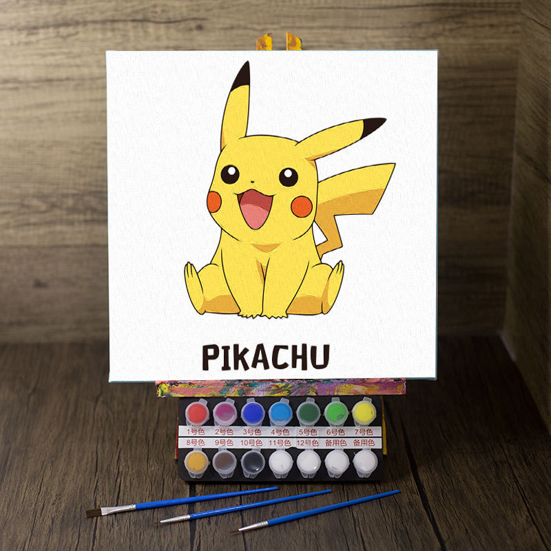 Pikachu Children's Digital Oil Painting DIY Oil Coloring Painting Filling Painting Square Small Size Coloring Board