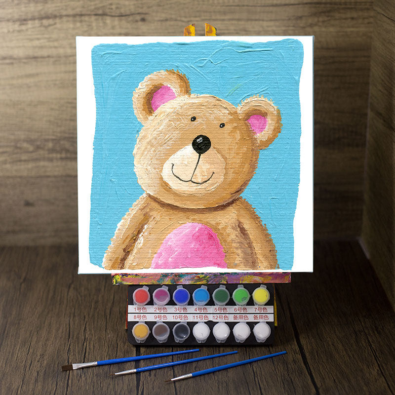 Digital oil painting children's painting diy coloring painting small size oil painting simple 30*30 square Yiqi painting