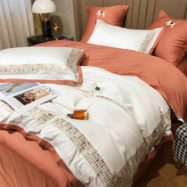 100 double-share Australian cotton four-piece Star Hotel light luxury Nordic style cotton bedding cotton embroidery