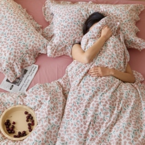Hipster floral bedding four-piece summer Net Red New Wash cotton quilt cover sheets three-piece spring and autumn