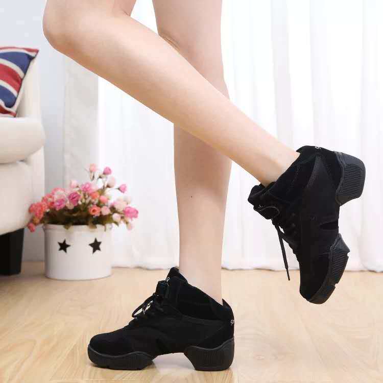 Saint Lanshi canvas dance shoes men and women increase soft bottom modern square dance shoes jazz fitness fitness dancing shoes