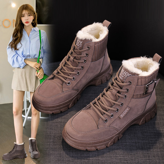 Leather cotton shoes women's plus velvet thickening 2022 winter new women's shoes Martin boots thick-soled short boots autumn and winter snow boots