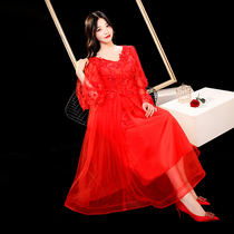 Toast dress bride 2021 new style back door temperament cover high waist Korean style can usually wear red dress high waist large size