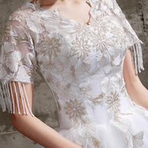 Light wedding dress forest department super fairy dream wedding dress 2021 new Qi di word shoulder wedding dress court little man