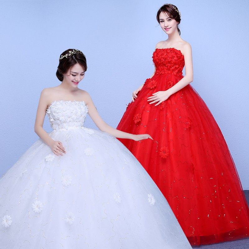 Wedding dress bride bride bride bride pregnant woman wedding dress is luxurious in the waist Korean style