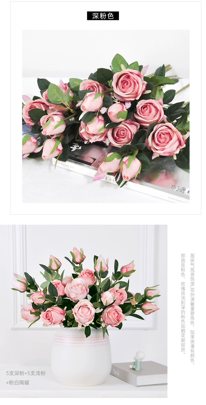 Hoa hồng nhân tạo hoa nhân tạo trang trí phòng khách hoa trang trí hoa lụa hoa bó hoa cắm hoa bàn ăn trang trí hoa - Hoa nhân tạo / Cây / Trái cây