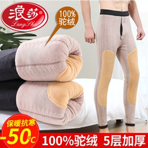 Surissa winter camel warm pants men thickened with velvety cotton pants to repair kneecap large yard northeast silk cashmere pants