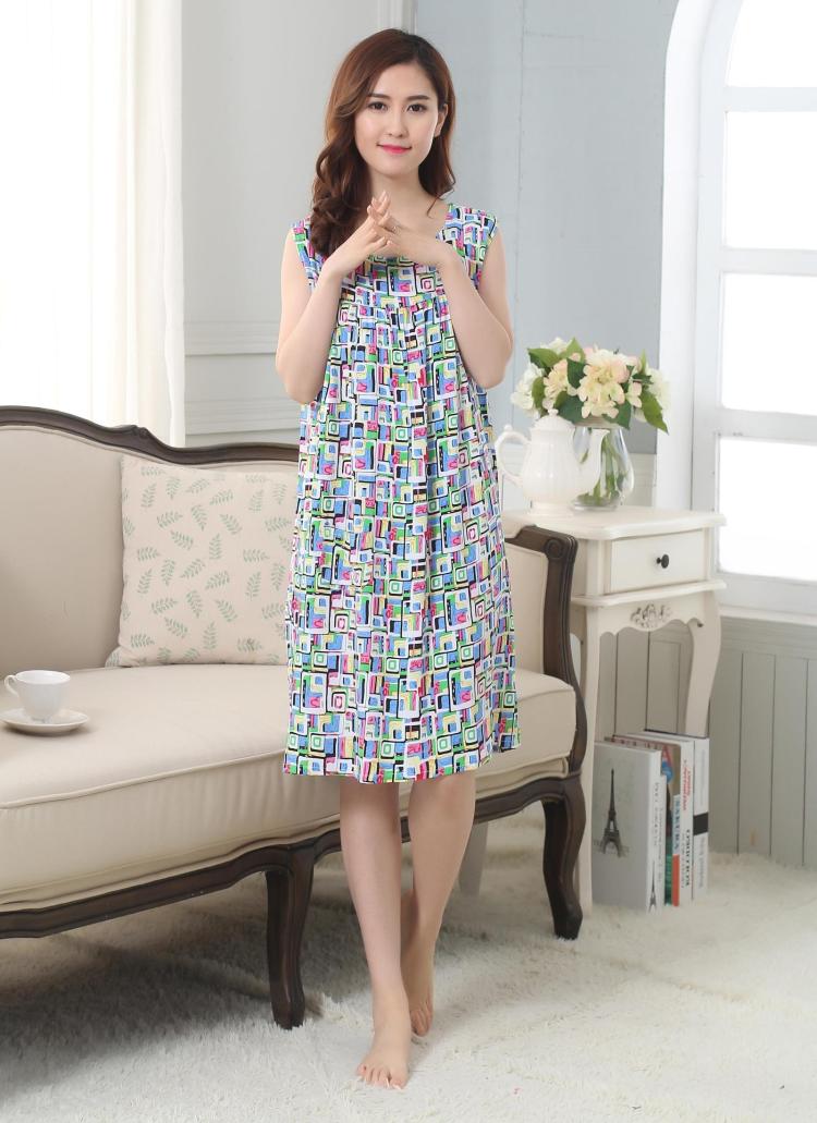 Nữ mùa hè nhân tạo cotton nightdress cộng với phân bón để tăng cotton lụa thai sản nightdress cotton silk dress nightdress ăn mặc