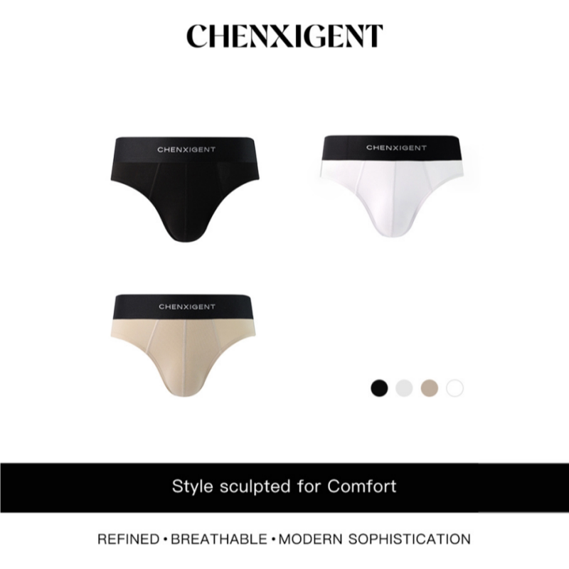 Chenxigent Men's Briefs Combed Cotton Breathable Wide-Brimmed Briefs