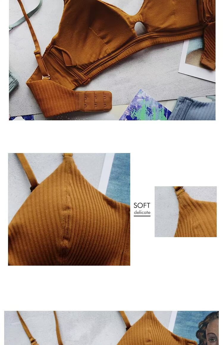 Đồ lót nữ không có vòng sợi cotton đơn giản phần mỏng rỗng gợi cảm gửi chèn Châu Âu và Hoa Kỳ áo ngực cô gái áo ngực nhỏ áo lót không gọng