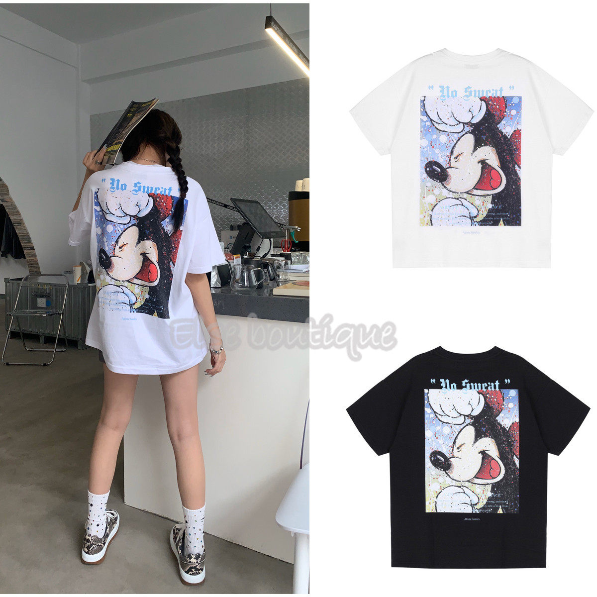 AlexiaSandra2020 new item 3M reflective casual pure cotton mickey printing loose net red t-shirt women and men