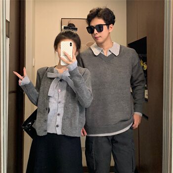 Couple outfit super hot sweater korean loose french style