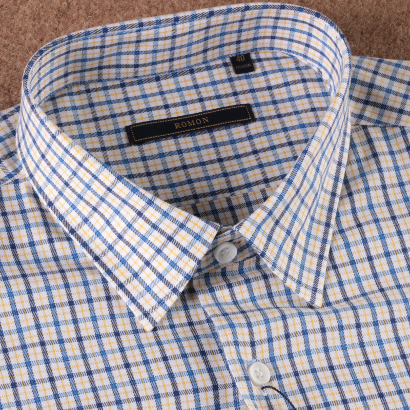 Romon Shirt, Romon Long-Sleeve Shirt, 80% Cotton, Non-Iron, Genuine Product from the Exclusive Counter, New Romon Shirt, Thicker Plaid Shirt