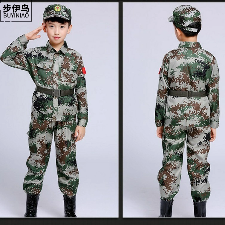 . Mới unisex chụp ảnh trẻ em quân phục quân phục trại hè trẻ quần áo ngụy trang phù hợp với trang phục trẻ em trẻ em huấn luyện quân sự - Trang phục