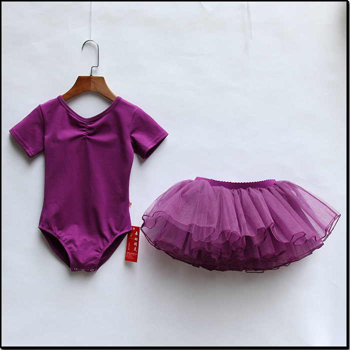 Children's dance costumes girls rehearsal for two-piece short sleeve girl ballet dancer Dancing Skirt Women's Baby's Appraisal Exam Performance