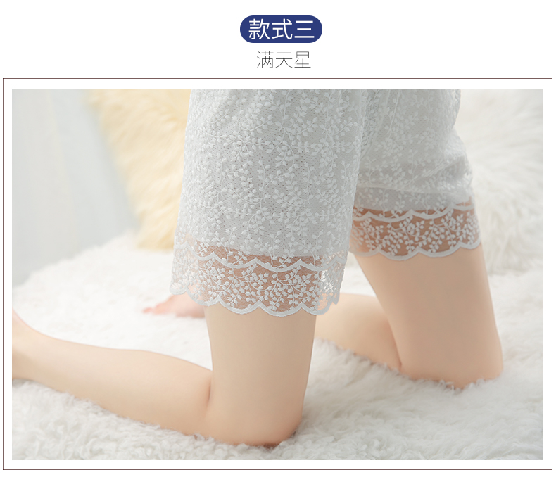 Quần short ren mùa hè mỏng phần an toàn chống ánh sáng có thể mặc bên ngoài ba điểm quần bảo hiểm quần legging nữ - Quần short quần đùi bò nữ