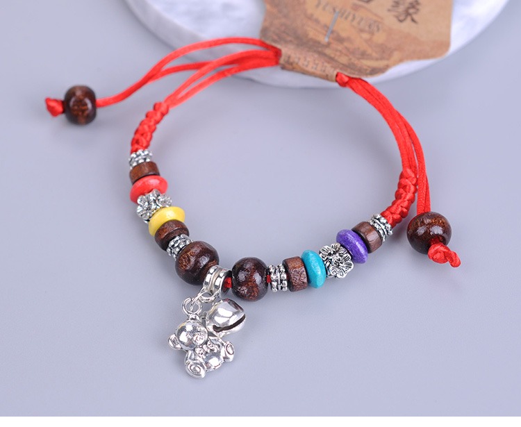 Retro Carter Piglet Bện dây đỏ Dây đeo tay Vòng đeo tay Nữ Hàn Quốc Sinh viên đơn giản Sen Bộ bạn gái Trang sức vòng tay đá thạch anh